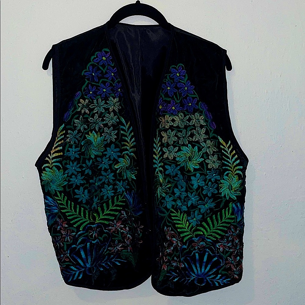 Embroidered Velvet Vest